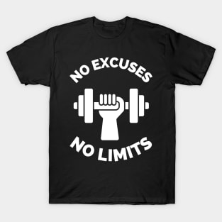 No Excuses No Limits Running Cross Country Fitness Gym Sport Motivation Inspirational Quote T-Shirt